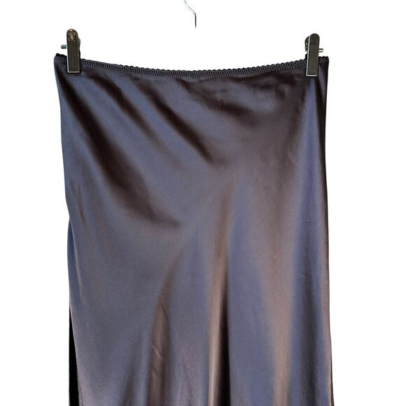 Zara Satin Effect Midi Skirt Slit with Lace Leggings Lining Gray S Whimsigoth - Picture 8 of 16